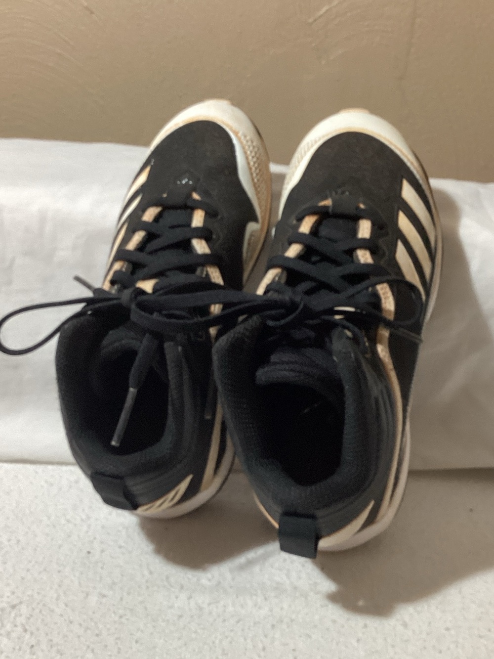 Adidas Kids Black and Cream High-Top Cleats